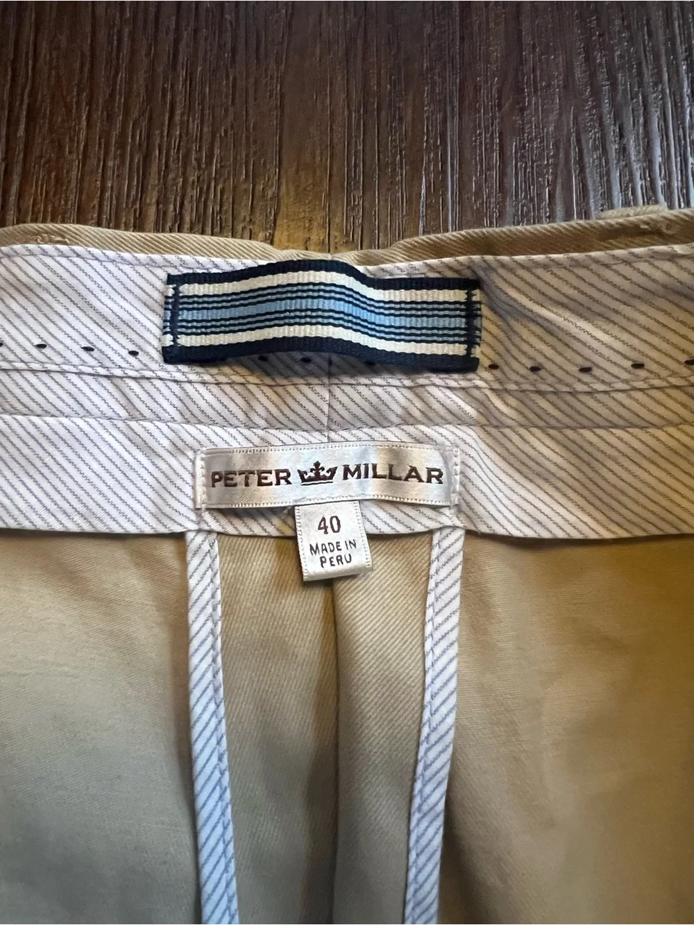 Peter Millar Beige Flat-Front Men's Shorts